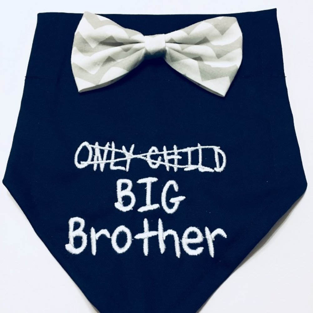 Big Brother Gender Reveal Dog Bandana with bow tie